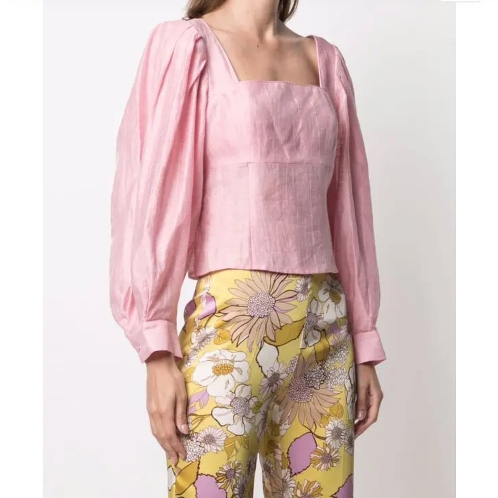 Sandro Pink Square Neck Blouse